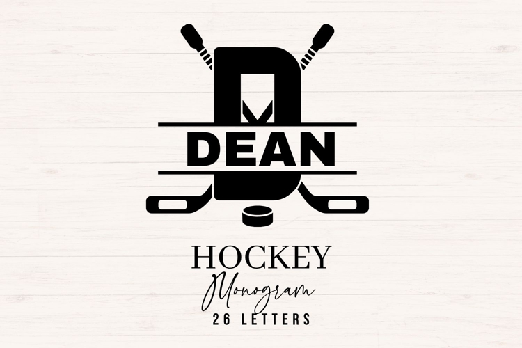 Hockey Monogram SVG Alphabet A to Z | Sports Split Monogram