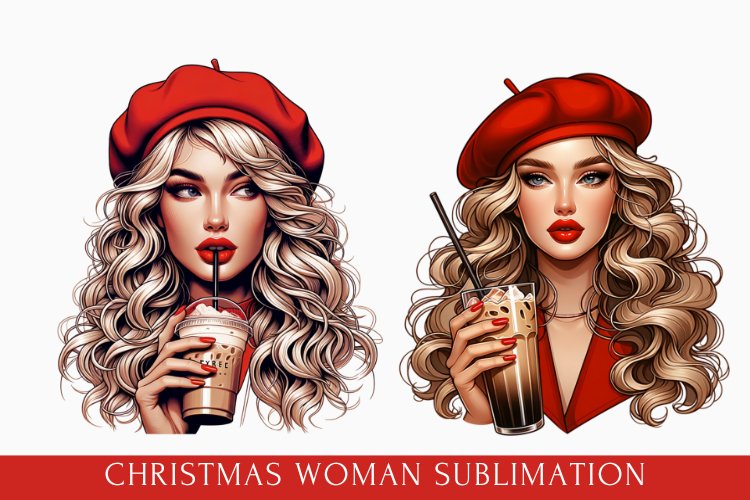christmas gift clipart, christmas woman sublimation