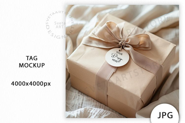 Round Tag with Box Mockup JPG