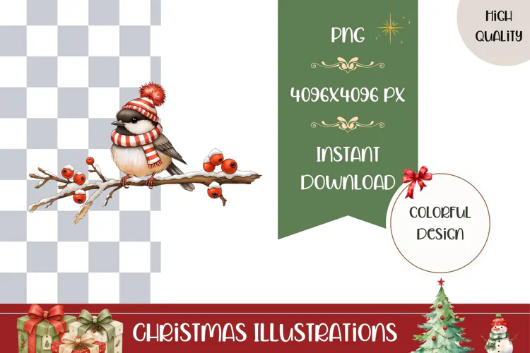 Cartoon Christmas Bird Illustration, Christmas Birds PNG