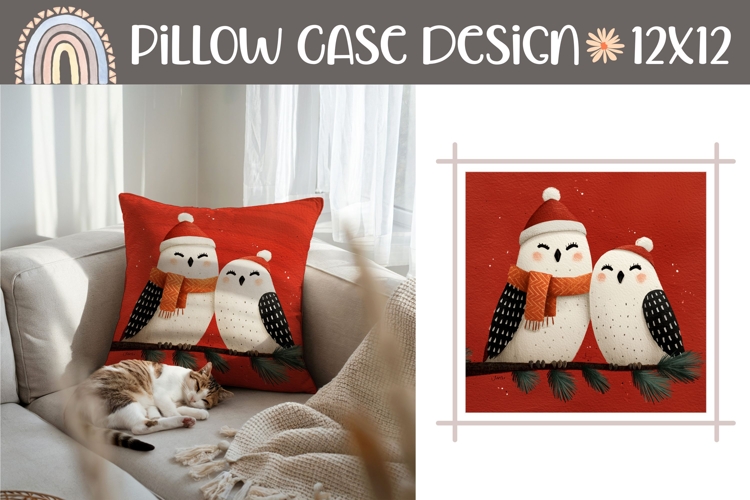 Christmas Pillow Design, Christmas Owl Pillow Case
