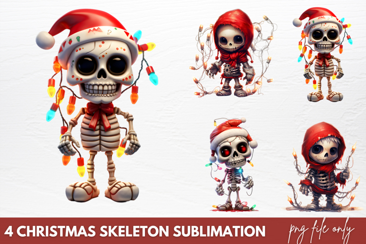 Christmas Skeleton Sublimation PNG