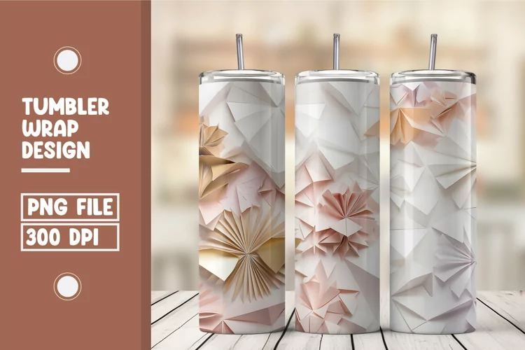 Flower Paper Cut Tumbler Wrap Design
