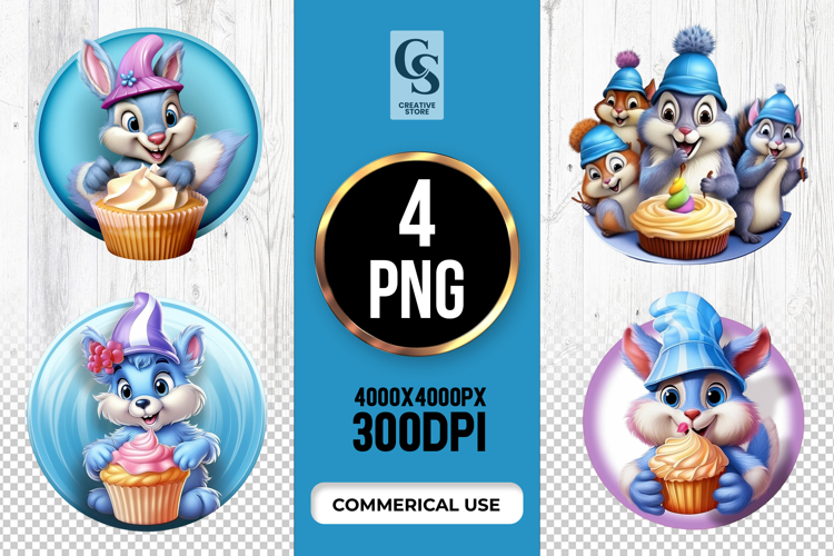 Cute Cupcake Bunny Clipart Sublimation PNG