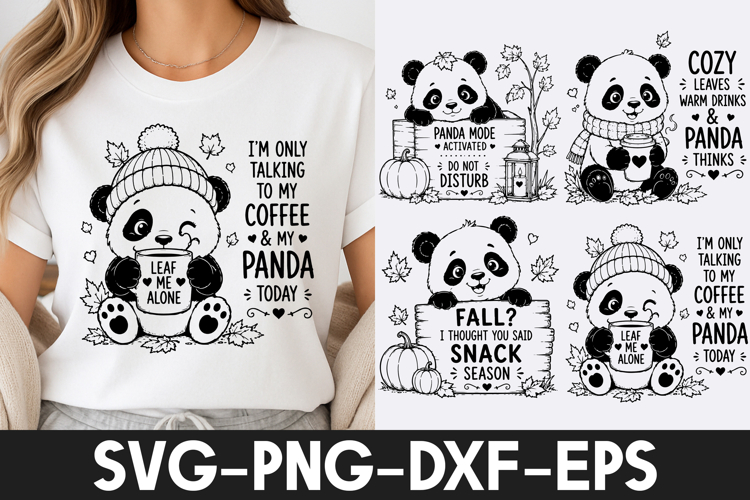 Cozy Fall Panda Coffee Shirt Design SVG PNG