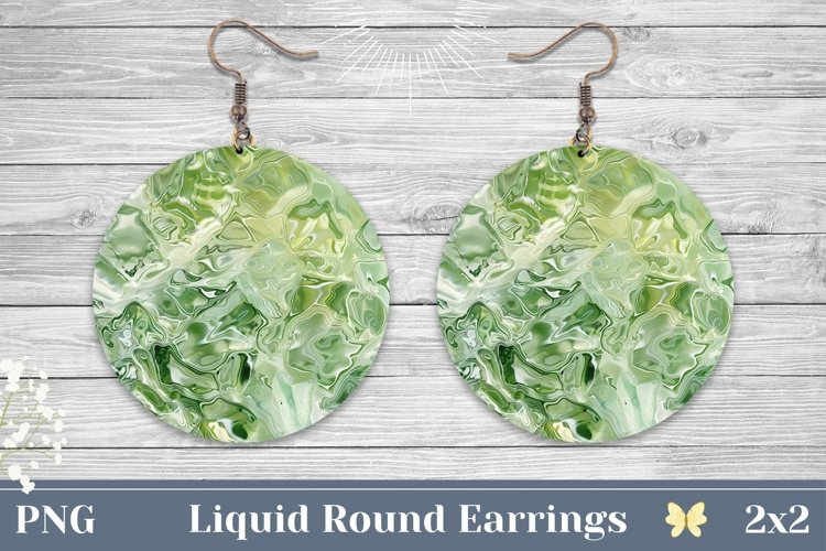 Light Green Round Earrings, Abstract Sublimation Design