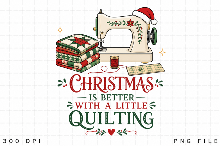 Quilting Christmas PNG, Christmas Is Better With A Little