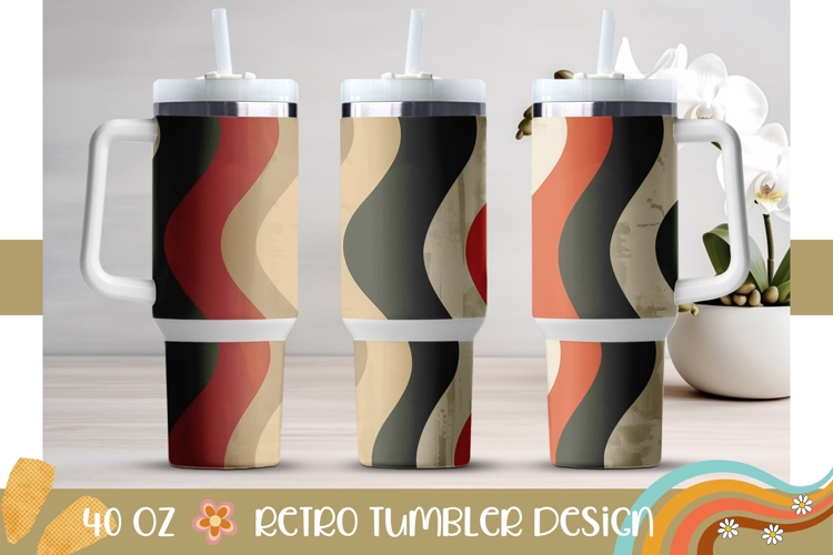 Retro Stripes Tumbler Sublimation, Cute Retro 40 Oz Tumbler