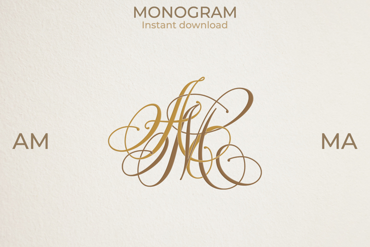 MA AM Wedding Monogram Logo | Elegant Initials Vector