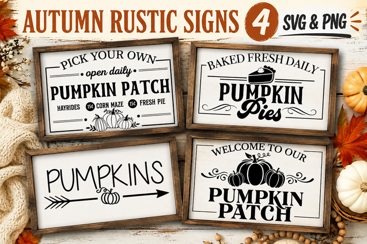 Fall Rustic Signs SVG PNG, Pumpkin Patch Farmhouse Signs