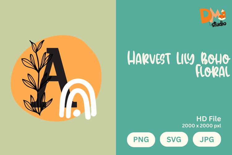 Harvest Lily Boho Floral Monogram