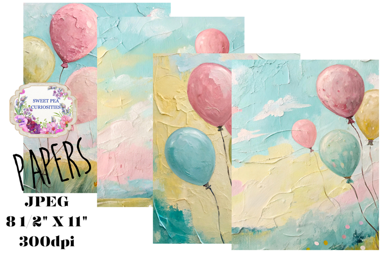 Balloons, Shabby Chic, Mixed Media, Papers, Junk Journal