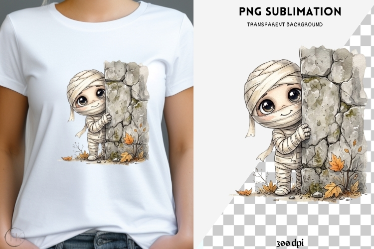 Peeking mummy halloween png design for T-shirts