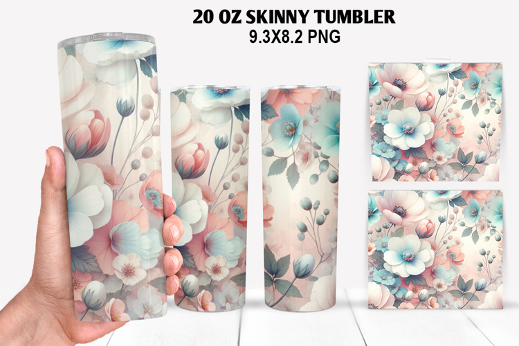 Flower Skinny Tumbler 20oz Wrap Design, Spring Tumbler Wrap