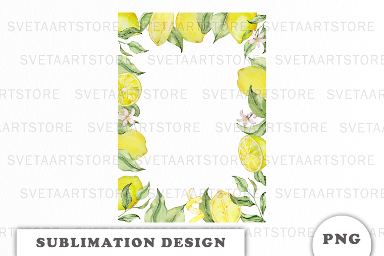 Watercolor Lemons Frame png
