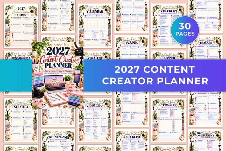 2027 Content Creator Planner Kdp interiors example image 1