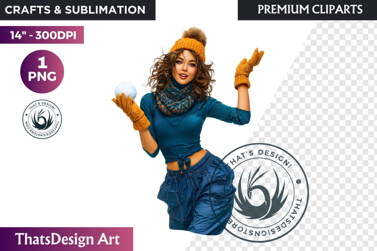 Modern Winter Girl Fashion Illustrations PNG Graphics