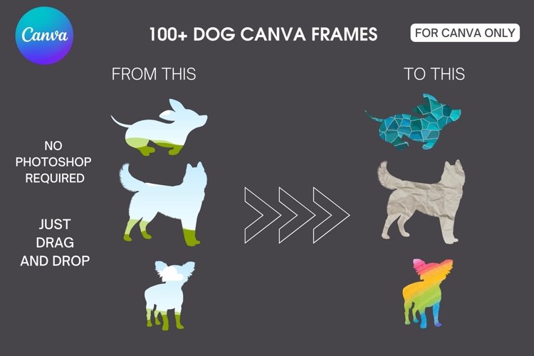 Custom CANVA Frames Dogs Bundle, Drag and Drop