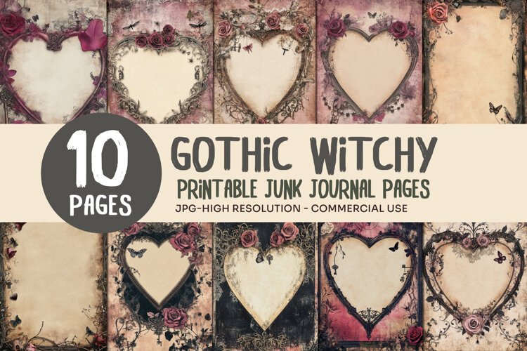 Gothic Heart Junk Journal Pages example image 1