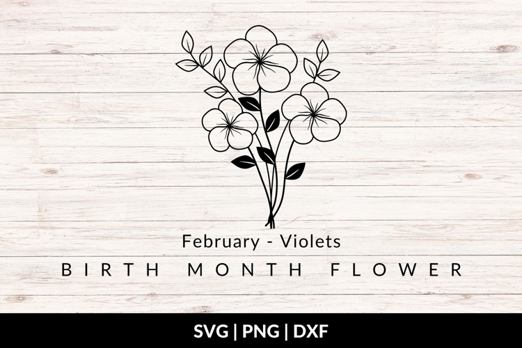 February Birth Flower Bouquet SVG - Violet example image 1