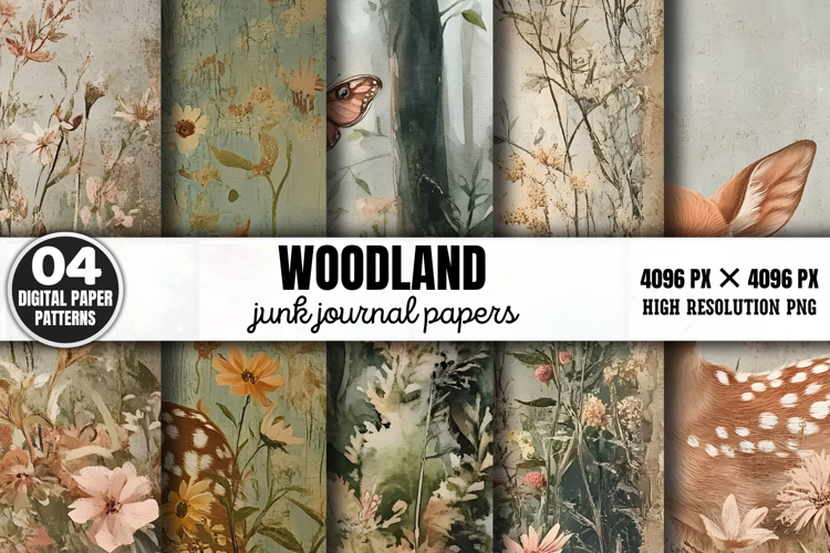 Woodland Junk Journal Digital Paper PNG
