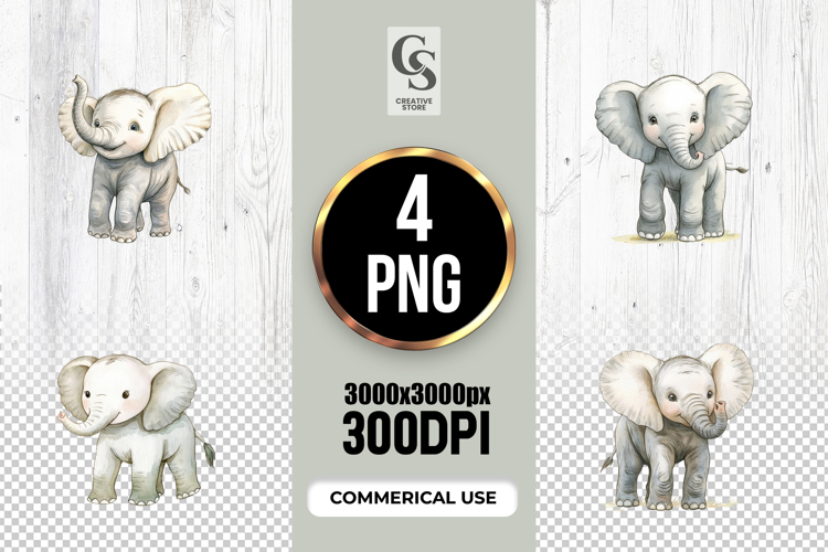 Elephant Watercolor Clipart Image 6