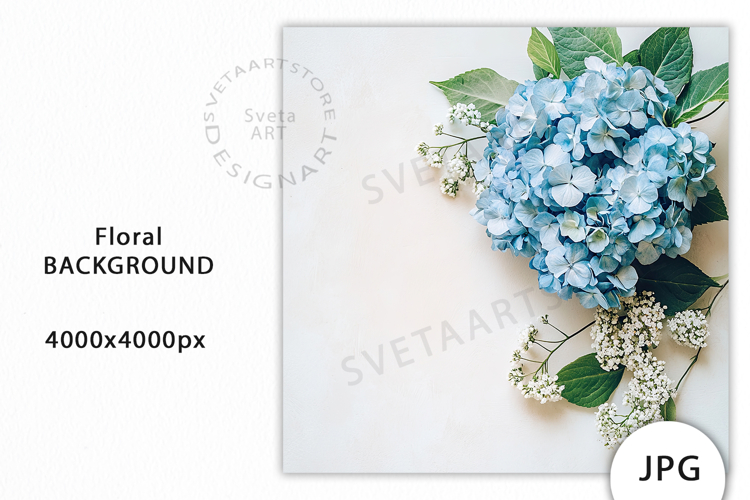 Blue Hydrangea Flowers Mockup JPG