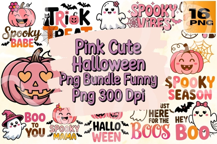 Pink Cute Halloween PNG Bundle 16 example image 1
