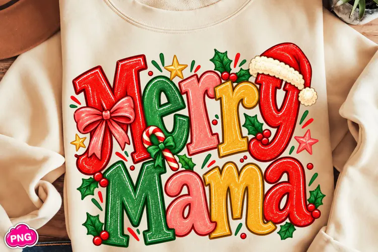 Merry Mama PNG, Funny Christmas PNG, Christmas Sublimation