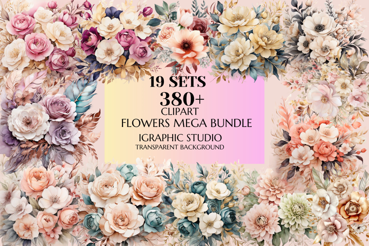 Flowers Mega Clipart Bundle, Floral Clipart, Huge Bundle