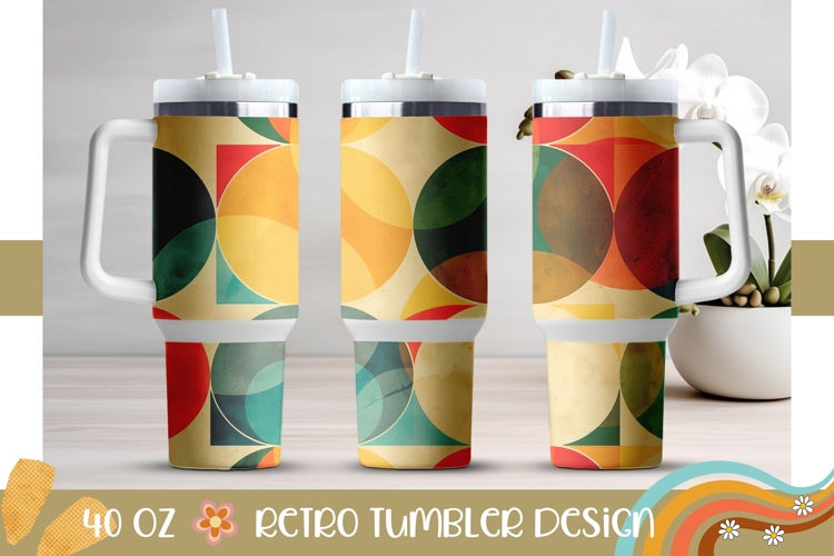 Retro Tumbler Wrap, Retro Circles 40 Oz Tumbler Sublimation