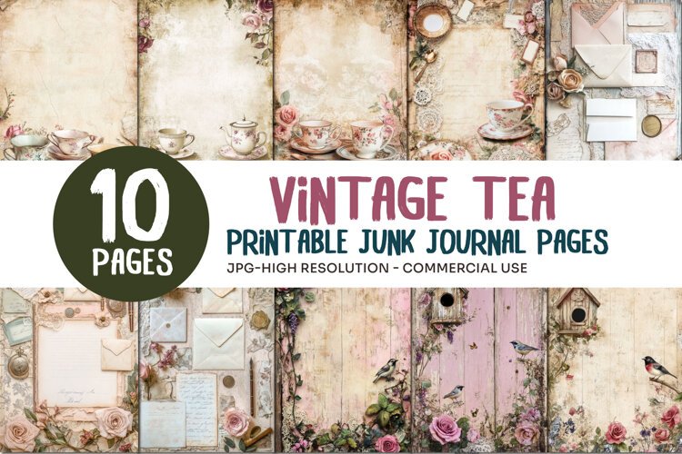 Vintage Tea Junk Journal Pages example image 1