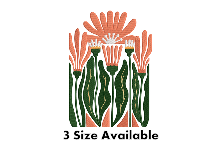 Abstract Coral Flower Garden Embroidery Design