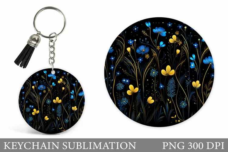 Flowers Keychain Sublimation. Wildflowers Keychain Design