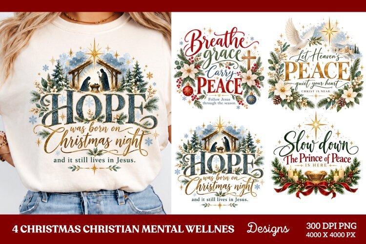 4 Christian Anxiety Quote PNG Designs, 4 Christmas Faith and example image 1