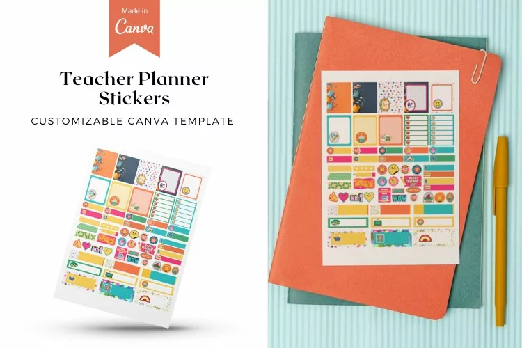 Teacher Planner Stickers Canva Template