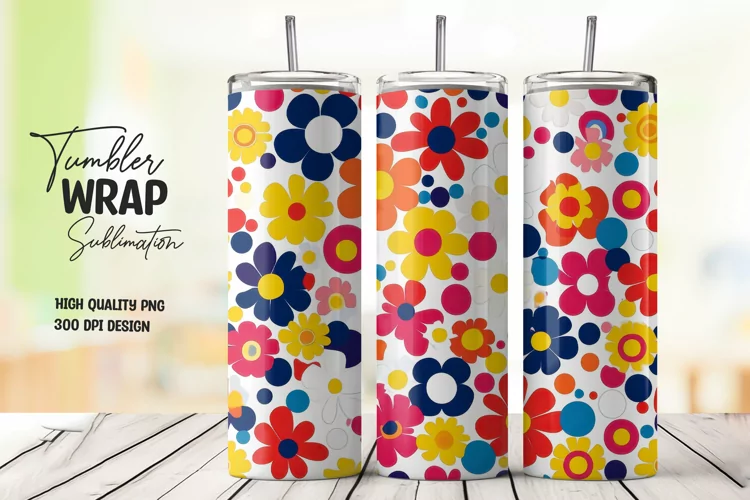 Floral Pattern Tumbler Wrap Sublimation Design