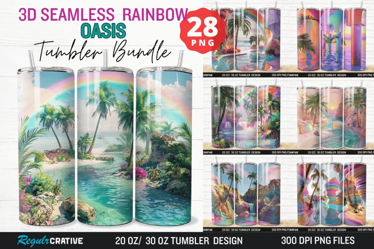 3D Seamless Rainbow Tumbler Bundle example image 1