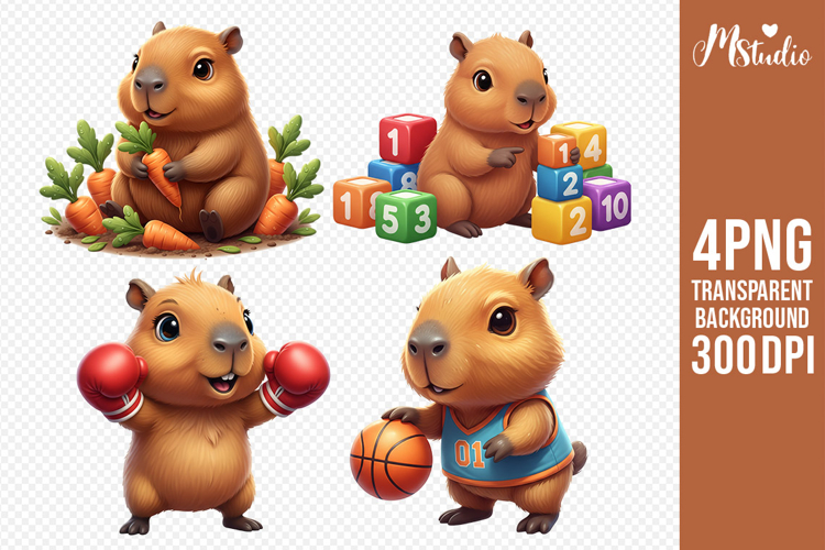 Cute Capybara Kids Clipart PNG