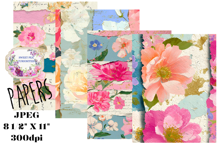 Shabby Chic, Flowers, Papers, Junk Journal, Botanical