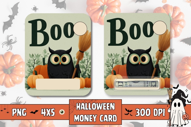 Boo Halloween Owl Money Card, Printable Halloween, Gift Card