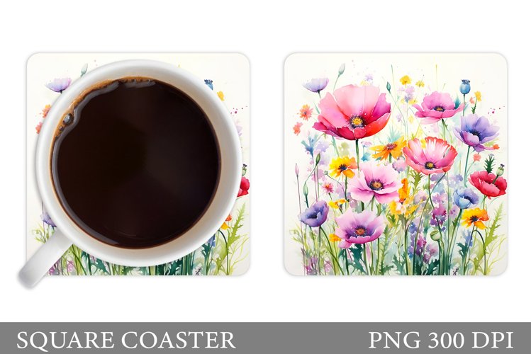 Wildflowers Coaster Design. Flowers Coaster Sublimation