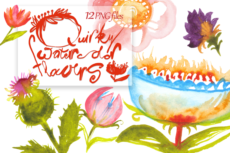 Quirky watercolor flowers