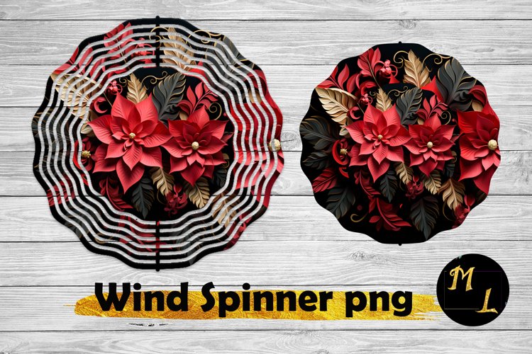 3D Poinsettia wind spinner wrap,Christmas Wind Spinner example image 1