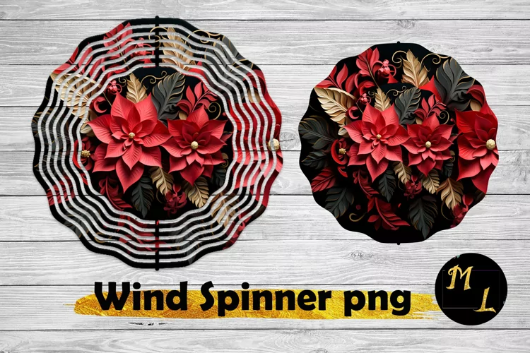 3D Poinsettia wind spinner wrap,Christmas Wind Spinner