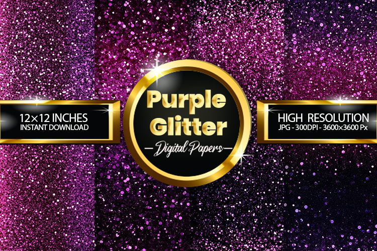 Purple Glitter Digital Papers - 04 Variations
