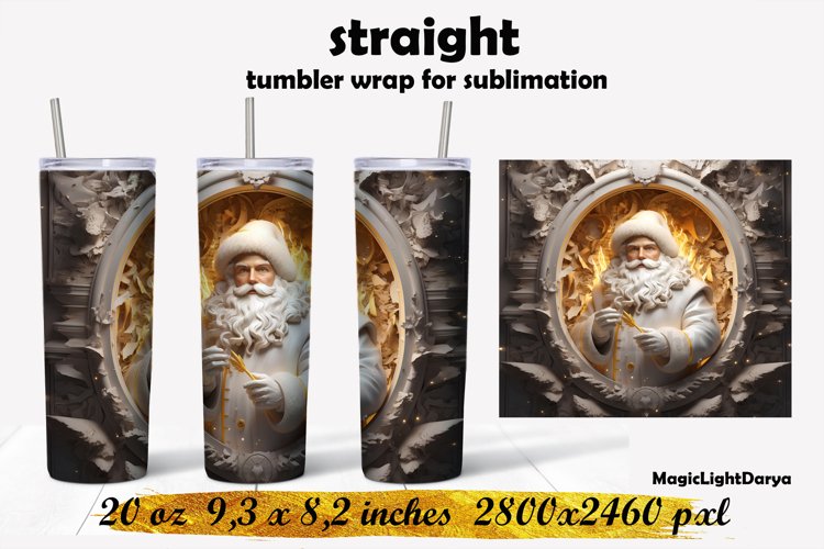 Christmas Santa Tumbler sublimation,3d Christmas Tumbler example image 1