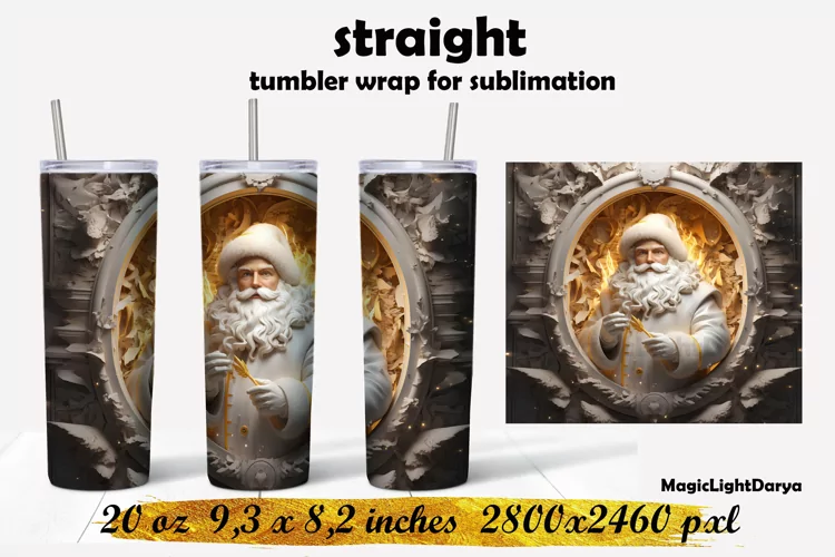 Christmas Santa Tumbler sublimation,3d Christmas Tumbler