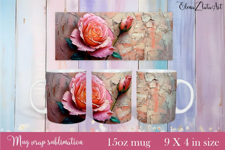 Flowers Mug Sublimation, Floral Design Mug