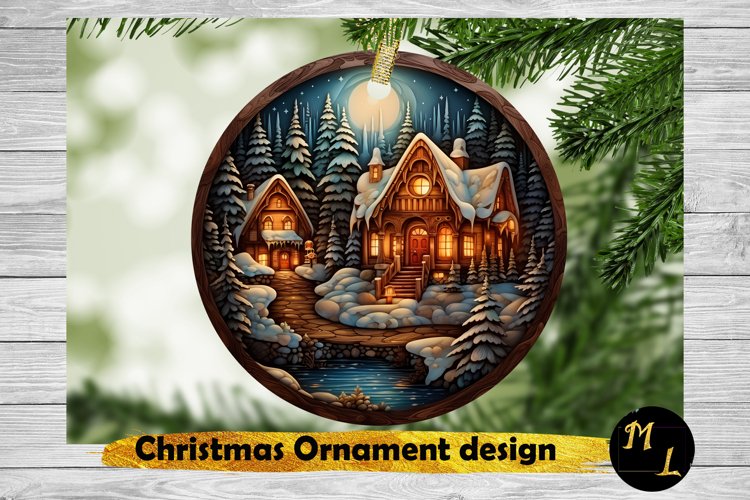 3d Christmas Ornament,Winter House Ornament Sublimation example image 1